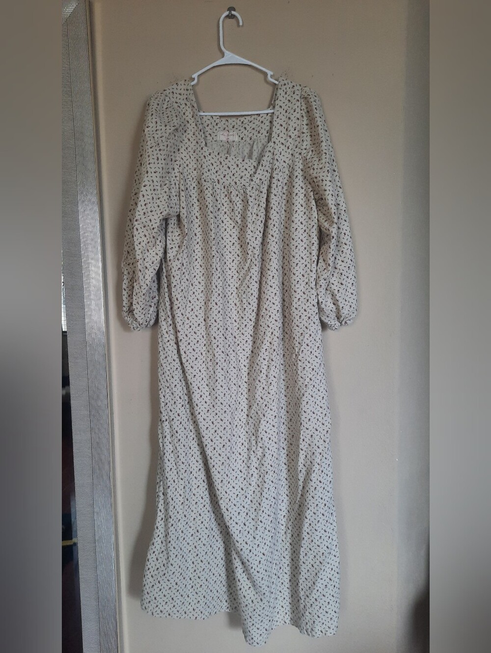 Handmade Neutral Floral Long Sleeve Maxi Dress